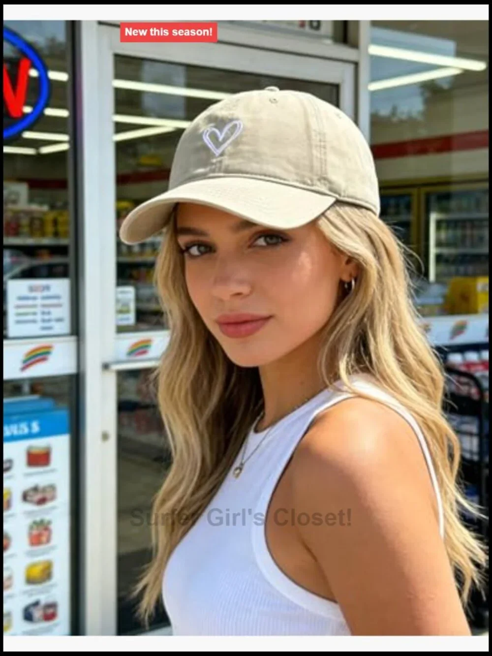 Vintage Washed Baseball Cap Cute Heart Embroidered Sun Hat Adjustable